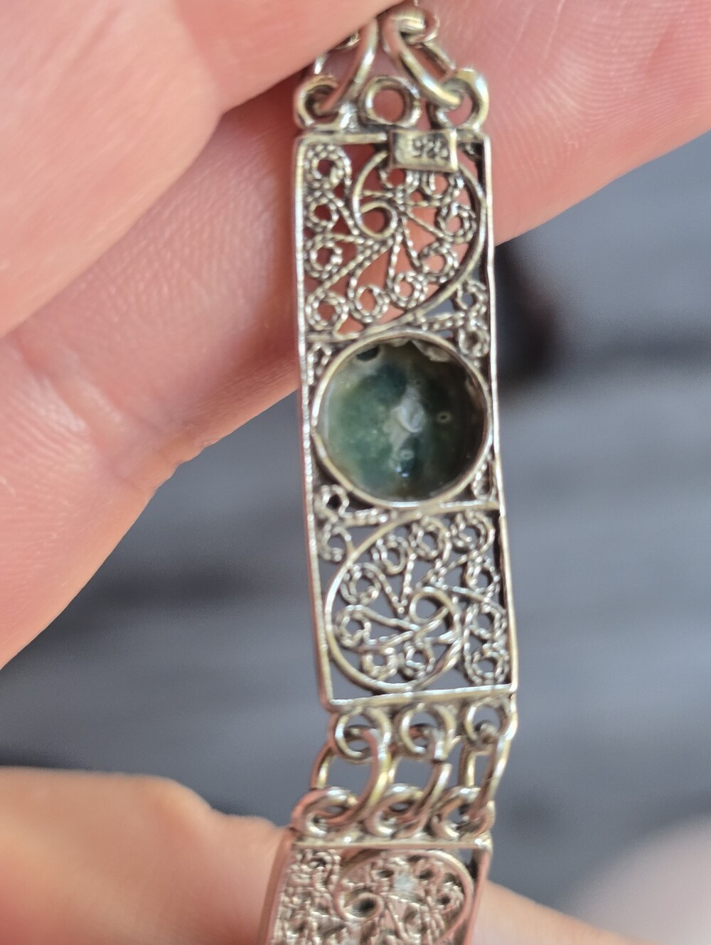 Silver 925 Filigree Bracelet with Teal Stone - Women's Jewelry - Picture 12 of 12